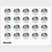Baby eerste kerstfoto ronde sticker (Vel)