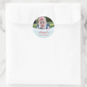Baby eerste kerstfoto ronde sticker (Tas)