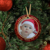 Baby Eerste Kerstfoto Rood 2 zijdig Keramisch Ornament