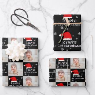 Baby eerste kerstfoto Santa Hat Snowflake Inpakpapier Vel