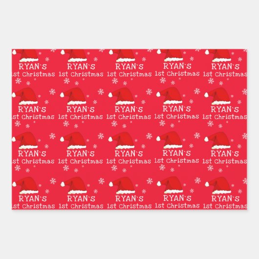 Baby eerste kerstfoto Santa Hat Snowflake Inpakpapier Vel (Voorkant 2)