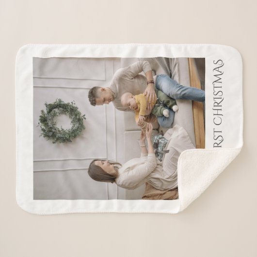 Baby eerste kerstfoto sherpa deken (Voorkant (horizontaal))