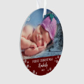 Baby eerste kerstfoto-sneeuwvlokken ornament (voorkant)