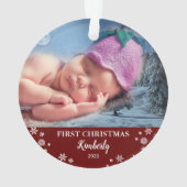 Baby eerste kerstfoto-sneeuwvlokken ornament (achterkant)