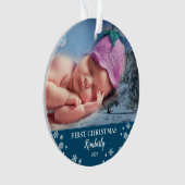 Baby eerste kerstfoto-sneeuwvlokken ornament (voorkant)