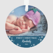 Baby eerste kerstfoto-sneeuwvlokken ornament (achterkant)
