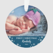 Baby eerste kerstfoto-sneeuwvlokken ornament (voorkant)