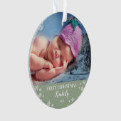 Baby eerste kerstfoto-sneeuwvlokken ornament (voorkant)