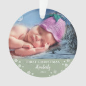Baby eerste kerstfoto-sneeuwvlokken ornament (voorkant)