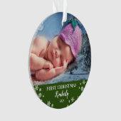 Baby eerste kerstfoto-sneeuwvlokken ornament (voorkant)
