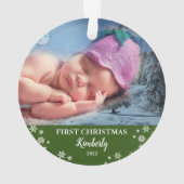 Baby eerste kerstfoto-sneeuwvlokken ornament (achterkant)