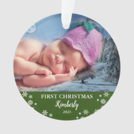 Baby eerste kerstfoto-sneeuwvlokken ornament