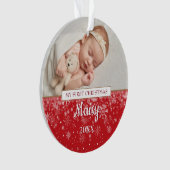 Baby Eerste Kerstfoto Sneeuwvlokken Ornament (voorkant)