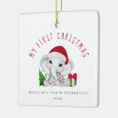 Baby eerste kerstfoto van Cute Elephant Keramisch Ornament (Links)