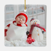 Baby eerste kerstfoto van Cute Elephant Keramisch Ornament (Achterkant)