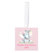 Baby eerste kerstfoto Waterverf Elephant Bow Decoratie (Voorkant)