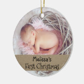 Baby eerste kerstfotofeestdag keramisch ornament (Links)