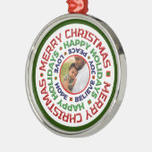 Baby eerste kerstfotofeestdag personaliseren metalen ornament (Links)