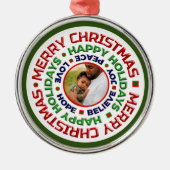 Baby eerste kerstfotofeestdag personaliseren metalen ornament (Voorkant)