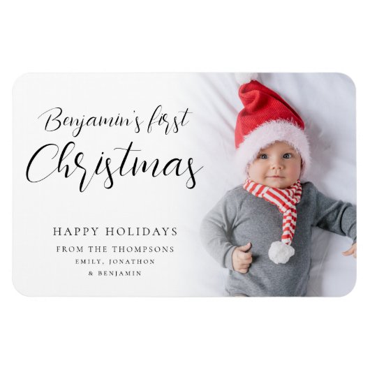 Baby eerste kerstfotokalligrafie Aangepaste magnen Magneet (Horizontaal)