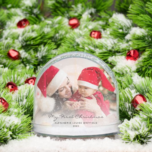 Baby Eerste Kerstfoto's Aangepast Sneeuwbol (Kerstmis)