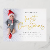 Baby eerste kerstfoto's - Real Folie Feestdagen Briefkaart (Voorkant)
