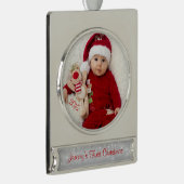 Baby eerste kerstfotosjabloon verzilverd banner ornament (Rechts)