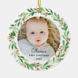 Baby eerste kerstfotoversiering keramisch ornament