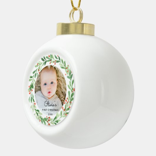 Baby eerste kerstfotoversiering keramische bal ornament (Rechts)