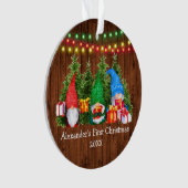 Baby Eerste kerstgnomen met lights Rustic Ornament (voorkant)