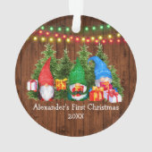 Baby Eerste kerstgnomen met lights Rustic Ornament (achterkant)