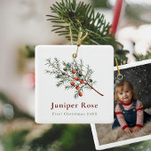 Baby Eerste kerstgroen met foto Keramisch Ornament