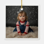 Baby Eerste kerstgroen met foto Keramisch Ornament (Achterkant)