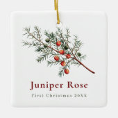 Baby Eerste kerstgroen met foto Keramisch Ornament (Voorkant)