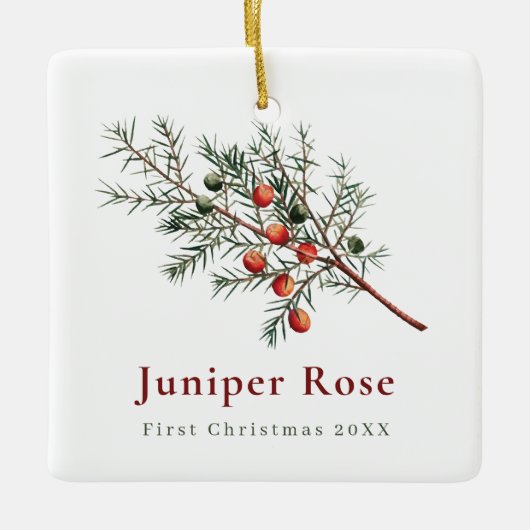 Baby Eerste kerstgroen met foto Keramisch Ornament (Voorkant)