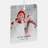 Baby Eerste kerstjaar Aangepaste foto-naam jaar Metalen Ornament (Voorkant Rechts)