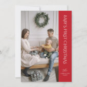 Baby eerste kerstkaart rood (Voorkant)