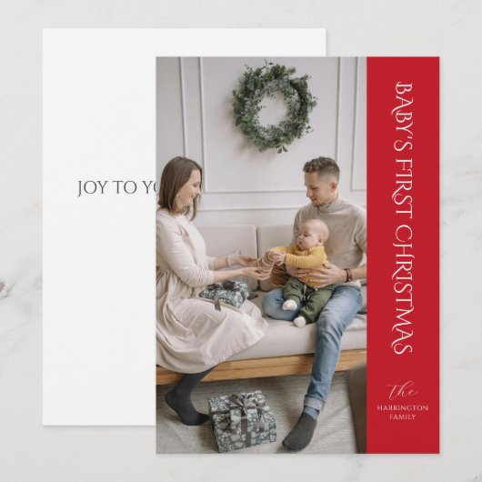 Baby eerste kerstkaart rood (Voorkant / Achterkant)