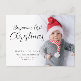 Baby eerste kerstkalligrafie Aangepaste foto-ingan Feestdagenkaart