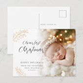 Baby Eerste kerstkalligrafie verlaat foto Feestdagenkaart (Voorkant / Achterkant)