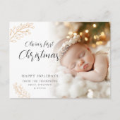 Baby Eerste kerstkalligrafie verlaat foto Feestdagenkaart (Voorkant)
