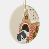Baby Eerste Kerstkat in een peperkoek huis Keramisch Ornament (Rechts)
