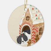 Baby Eerste Kerstkat in een peperkoek huis Keramisch Ornament (Links)