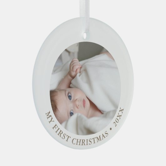 Baby Eerste Kerstkerkerst | Aangepaste foto en tek Glas Ornament (Voorkant Rechts)