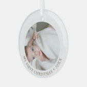 Baby Eerste Kerstkerkerst | Aangepaste foto en tek Glas Ornament (Voorkant links)