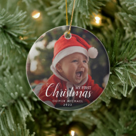 Baby Eerste Kerstkerst Elegant Moderne Foto Keepom Keramisch Ornament