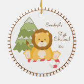 Baby Eerste Kerstkerst: Lion Keramisch Ornament (Achterkant)