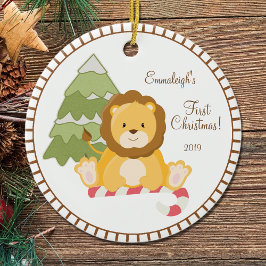 Baby Eerste Kerstkerst: Lion Keramisch Ornament