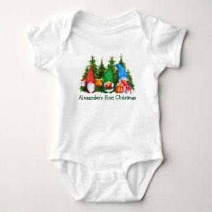 Baby eerste kerstkerstkerstcadeautjes met bomen romper