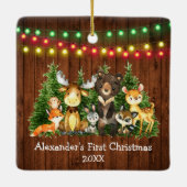 Baby eerste kerstlampjes bosdieren keramisch ornament (Achterkant)